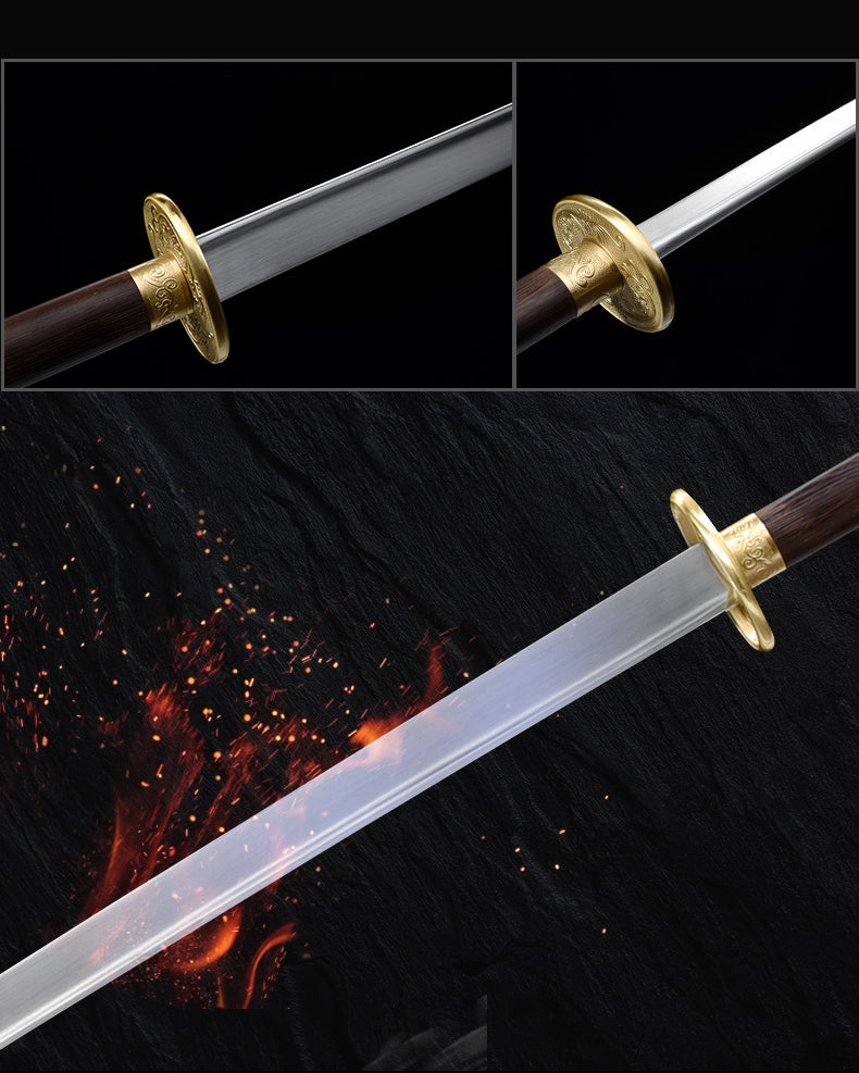 揚武苗刀雞翅木｜沈廣隆｜握柄與裝具細節